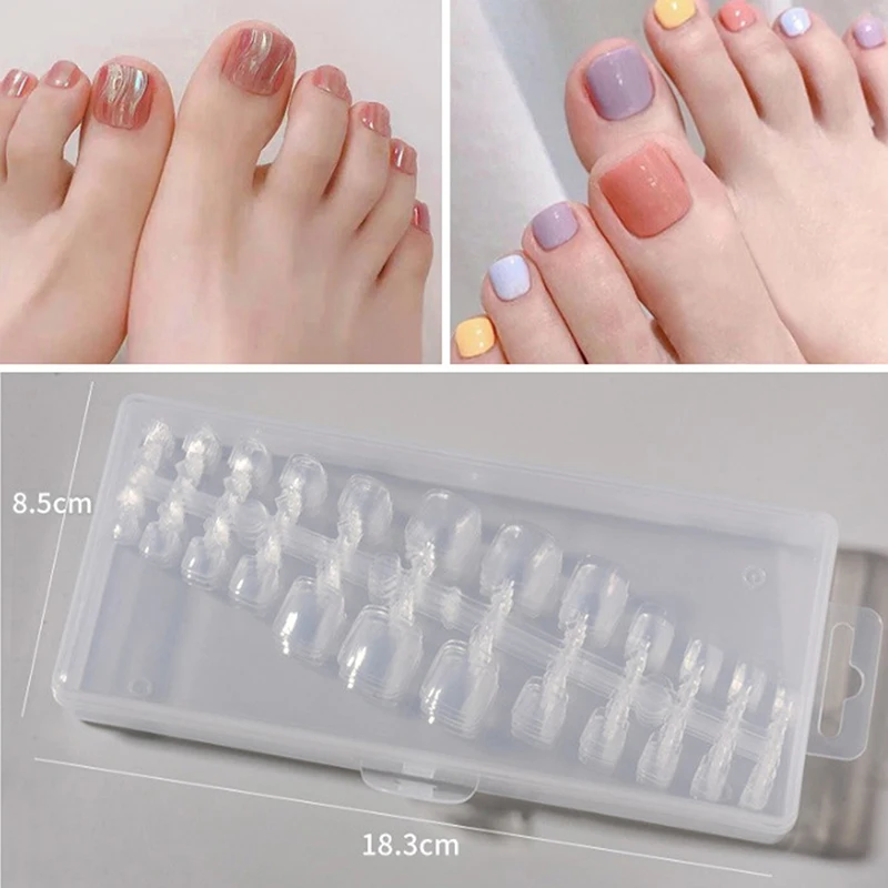 240Pcs Platz Falsche Kappe Nägel Volle Abdeckung Matt/Klar Presse auf Gefälschte Zehennagel Kunststoff Fuß Nail art Tipps maniküre Werkzeuge – Detail 6