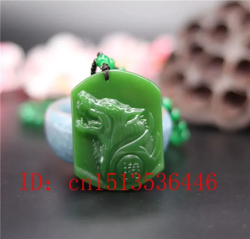

Кулон из нефрита волка, натуральное китайское зеленое ожерелье, Очаровательное украшение жадеита, модный счастливый амулет, подарки для мужчин