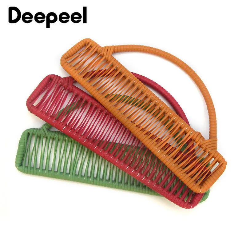 2Pcs Deepeel 12*25cm New Woven Bag Rattan Handle Purse Frame Handbag Handles Sewing Brackets DIY Handmade Craft Bags Accessories