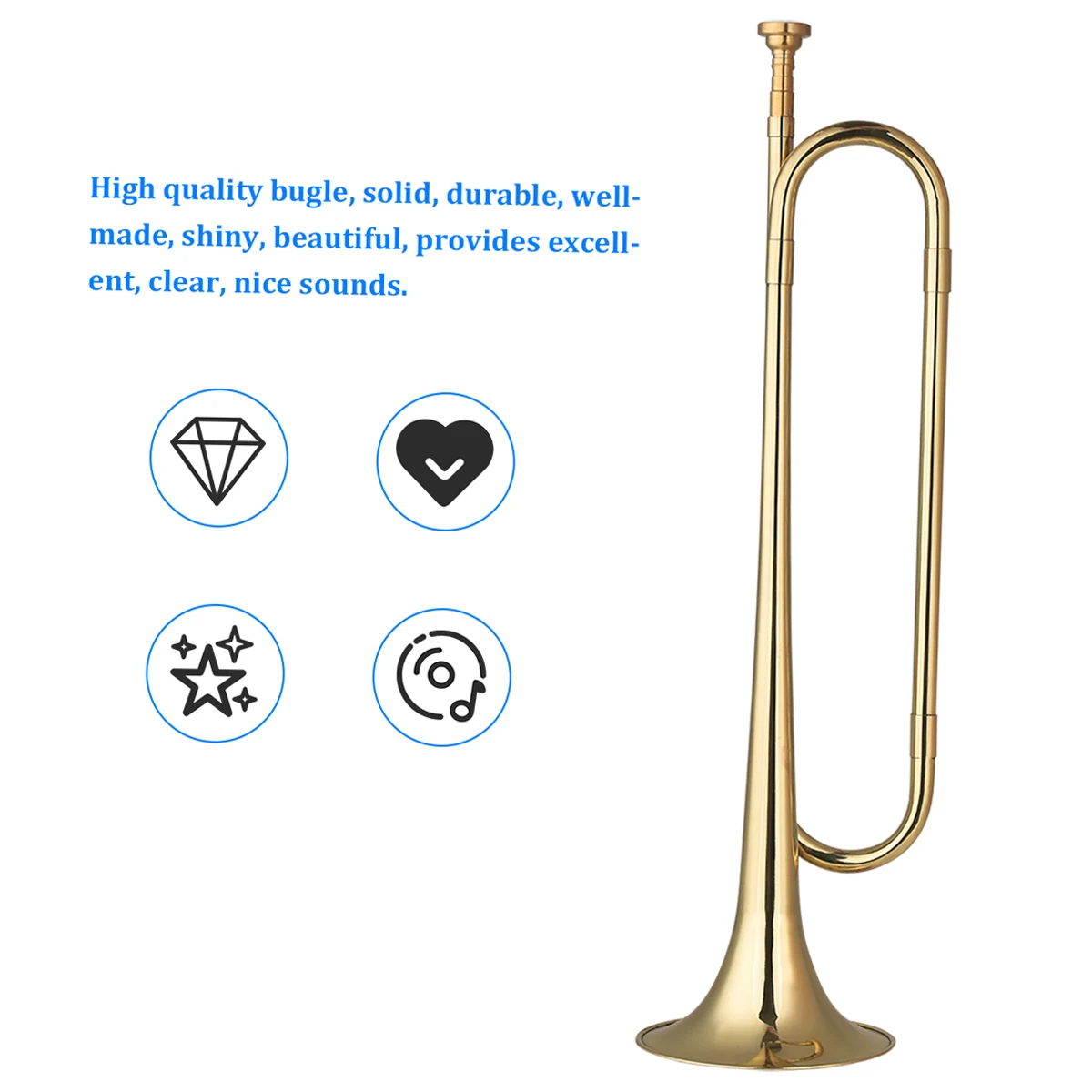 ammoon Brass C Bugle Call Gold-Plated Trumpet Cavalry Horn with Mouthpiece Musical Instrument for Beginners Military Orchestra