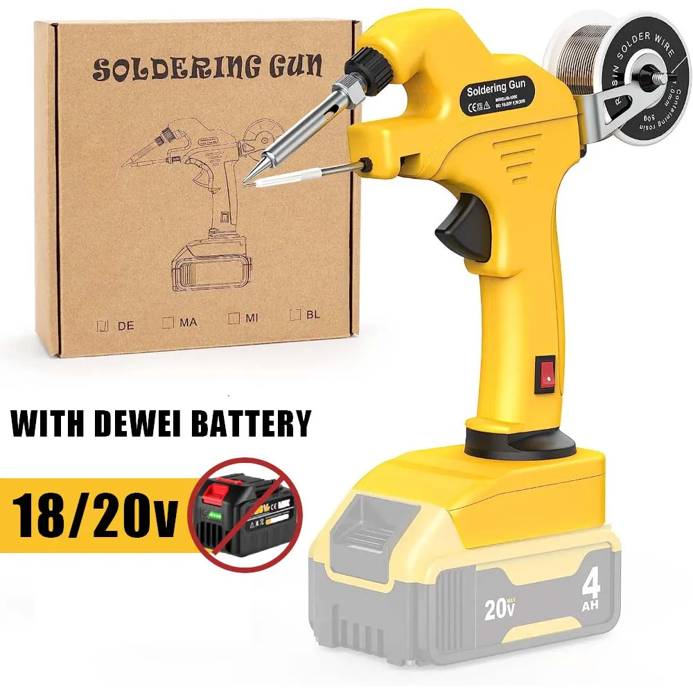Cordless Soldering Iron Kit for DeWALT 18V 20V Battery, 30W Auto Feed