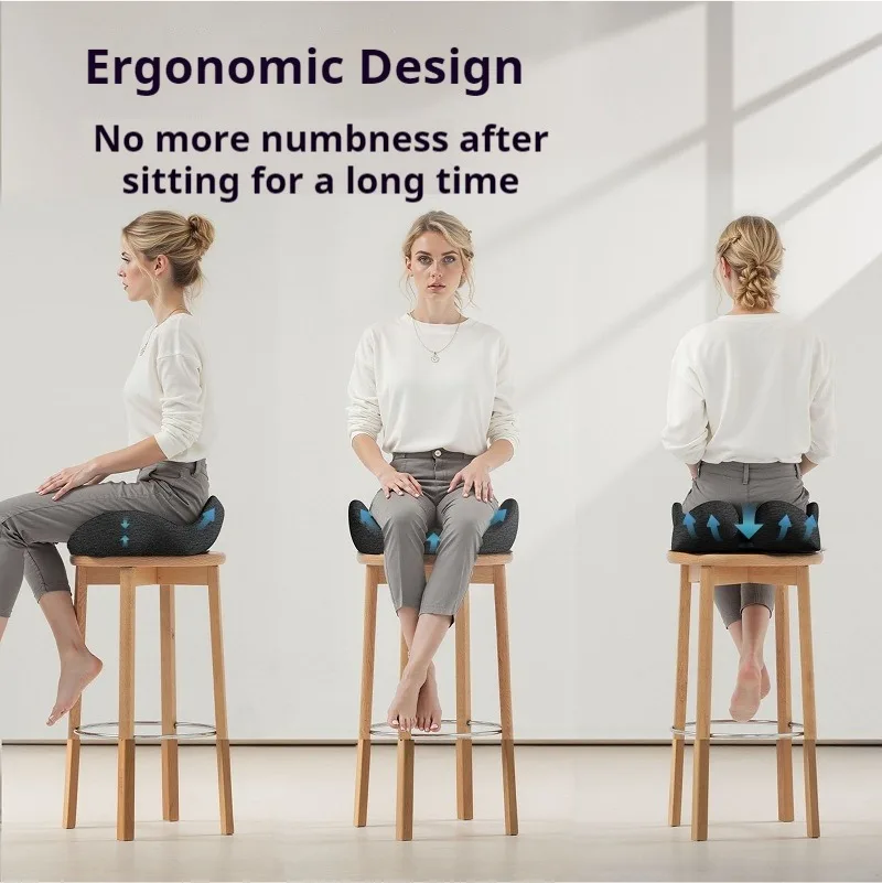 Ergonomic Thickened Memory Foam Seat Cushion for Office Chairs Heavy-Duty Chair Pad Removable Cover Ideal for Lower Back