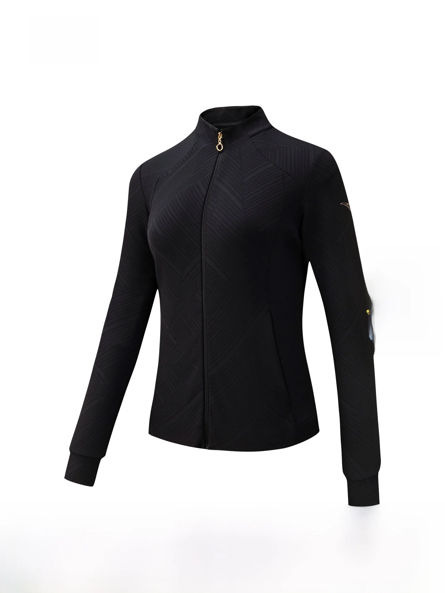 안타 여성용 니트 스포츠웨어 모델 아우터 이지케어 슬림핏 오픈 가디건 셔츠 스트라이프 패턴 하프 하이 칼라 지퍼