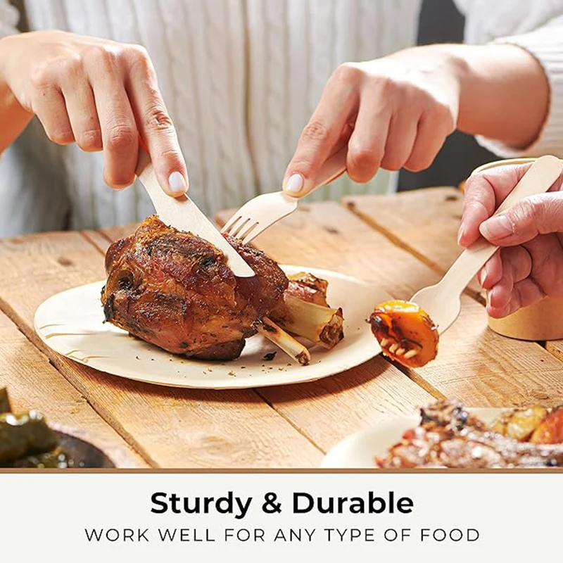 30/60/150PCS 6" Disposable Wooden Cutlery Set – Includes Forks, Spoons, and Knives – Na... - SKU WCS17227 - UGI Packaging