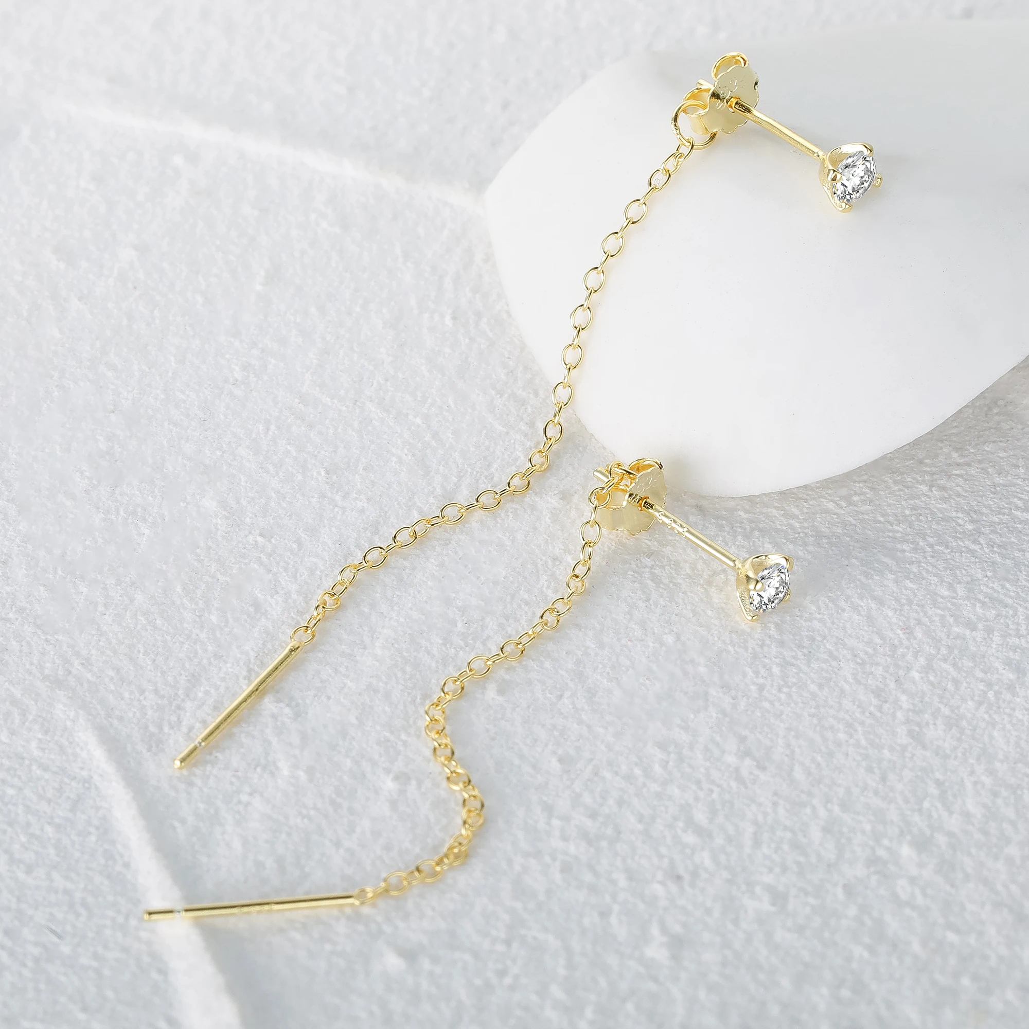 Aide 925 Sterling Silver Long Chain Tassel Drop Earring Line Crystal Long Line Bar Pendant Dangle Earring Jewelry for Women Gift dangle earrings drop earrings pendant earrings long earrings crystal tassel earrings crystal earrings