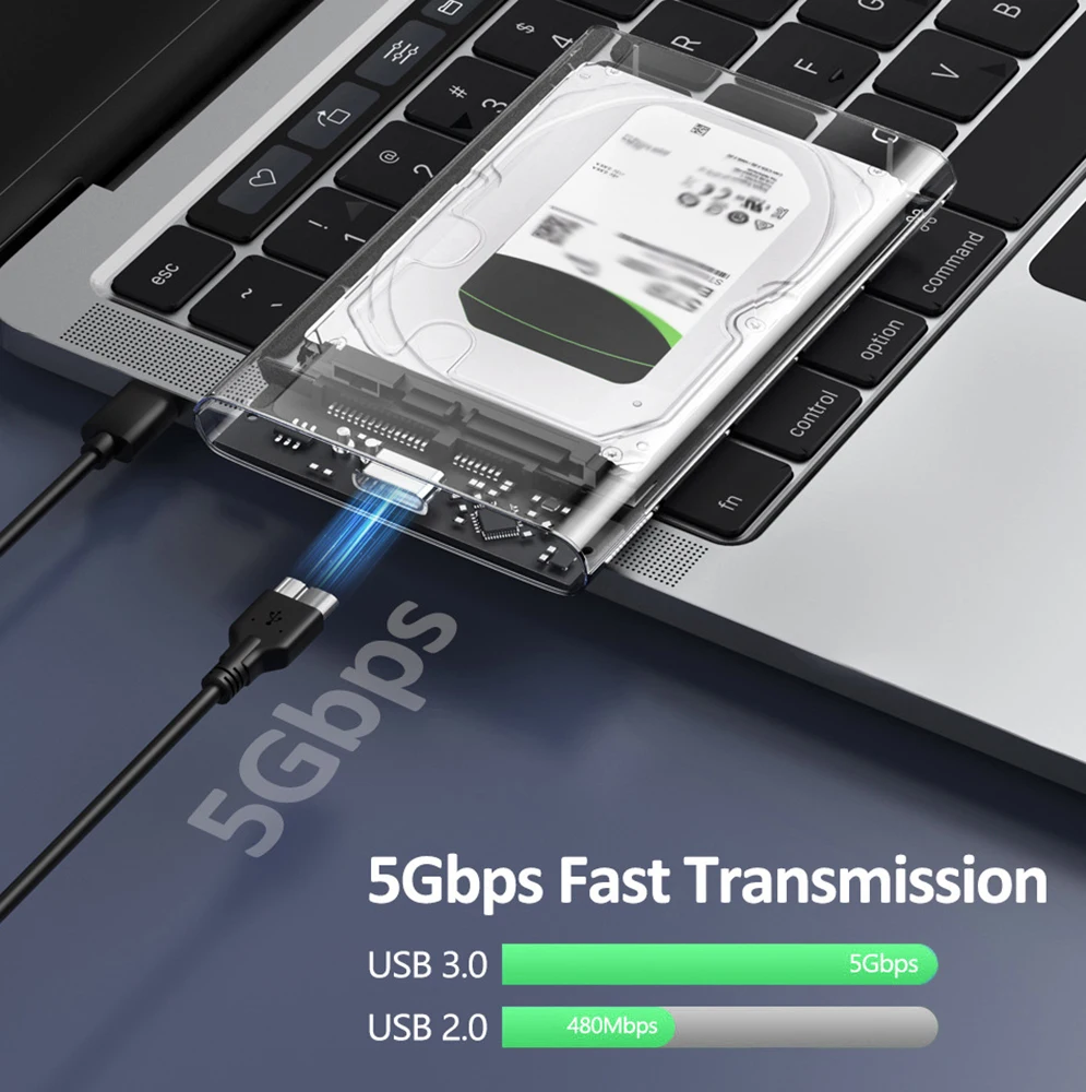 SATA to Type C/ USB 3.0/ USB 3.1 External Hard Drive Enclosure 2.5inch SSD Enclosure Tool-Free Installation 5Gbps Hard Disk box