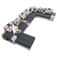 Современный тканевый диван, мебель для гостиной, диван с USB и табуретками, U-образный тканевый диван, диваны для домашней мебели 1903 — изображение 4