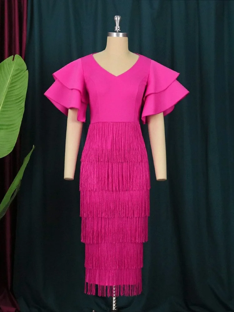 Wmstar Plus Size Dresses for Women Party Bodycon Elegant Luxury Tassel Fashion Evening Maxi Dress  Wholesale Dropshipping 2025