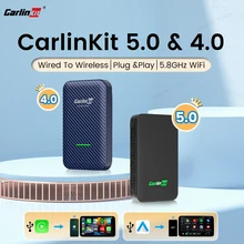 CarlinKit 5.0 & 4.0 무선 카플레이 미니 어댑터, 안드로이드 자동 동글, 애플 카 플레이 박스, iOS 및 안드로이드 BT 와이파이 자동 연결