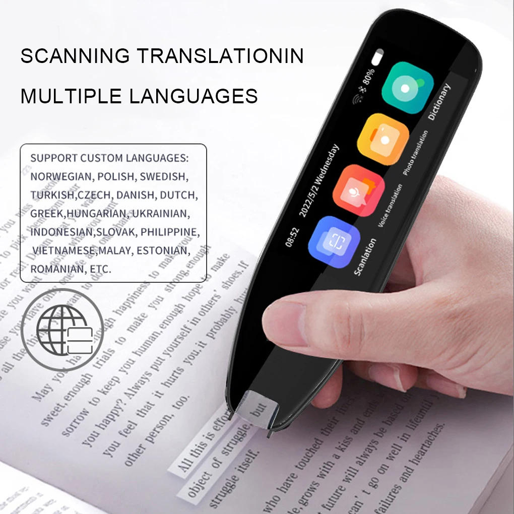 

Translation Pen Battery Powered Ergonomic Replacement English Learning Translator Scanner Reader Birthday Gift Grey