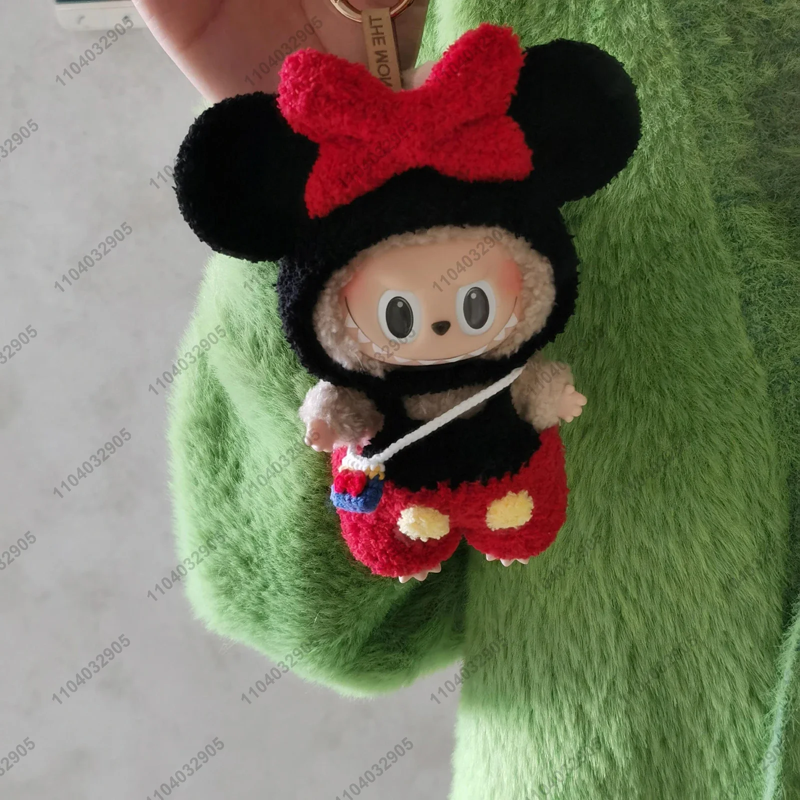 Labubu The Monsters Mickey Mouse Costume Doll Clothes High Quality 1:1 Replica Vinyl Face Doll Action Figure Bag Charm Pendant