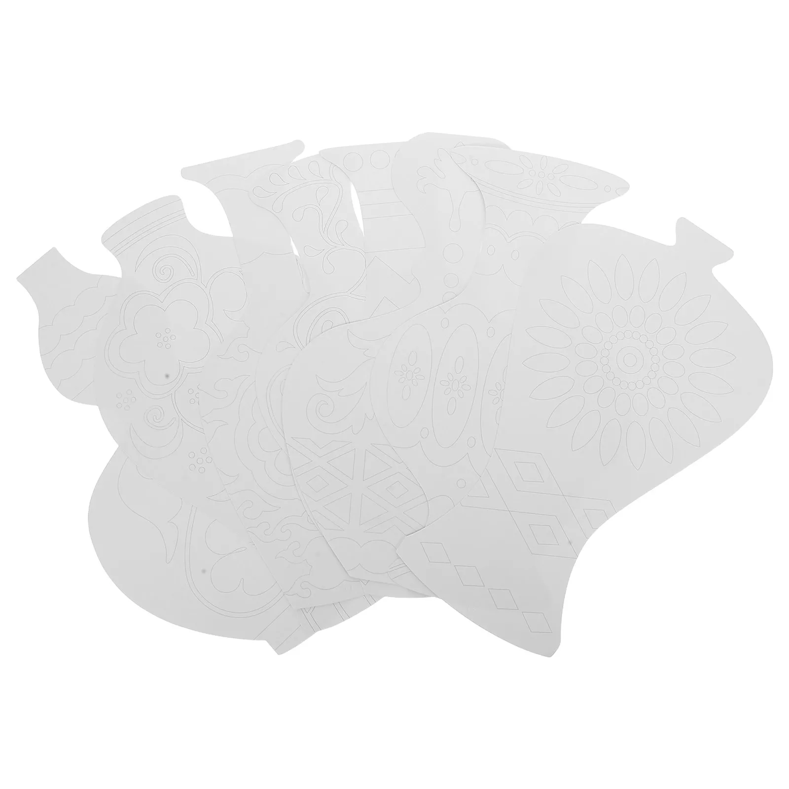 16Pcs 꽃병 모양의 중국 스타일 색칠 종이 공예 키트 어린이 그림 스텐실 두꺼운 판지 낙서 예술 세트 파인 모터