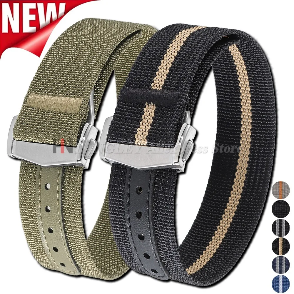 Versatile Nylon Waterproof Sports Watch Strap with Folding Buckle