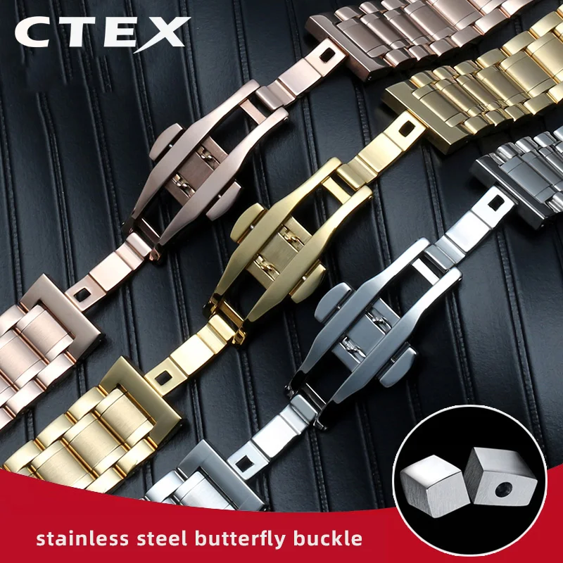 Stainless Steel Curved Strap Watch Bracelet for Men and Women - Multiple Size Options Available
