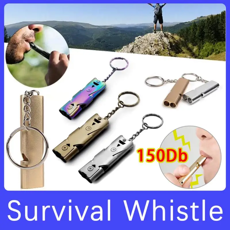 

150 Dual-tube Survival Whistle Outdoor Camping Portable Safety Whistle Military Training Whistles Pipe SOS Keychain Multi Tool