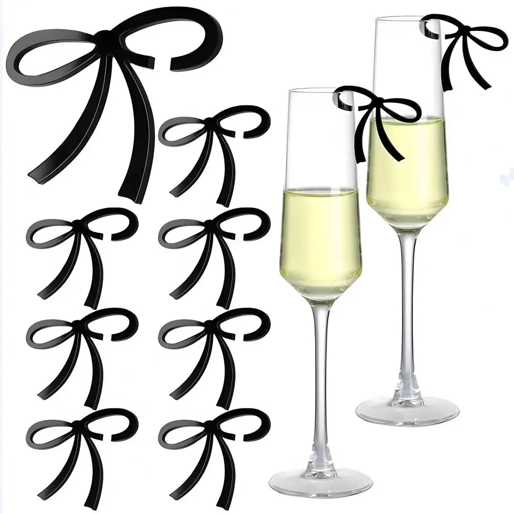 Wedding Drink Tags Acrylic Bow Wine Glass Charms for Wedding Party Decor Set of 12 Bows Drink Tags for Bachelorette