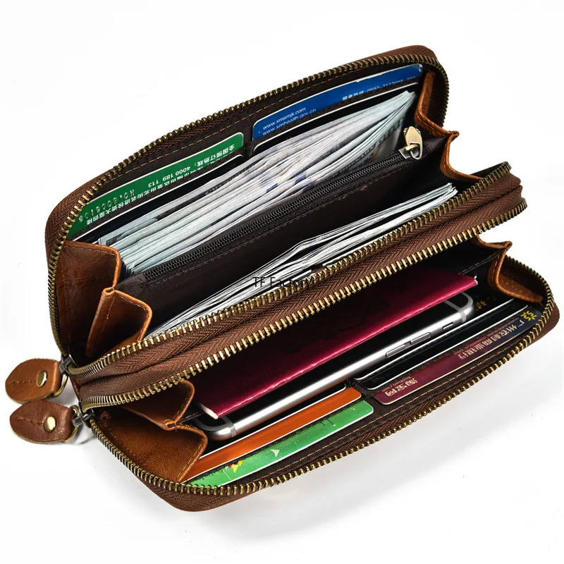 Premium Leather Long Wallet with Money Clip