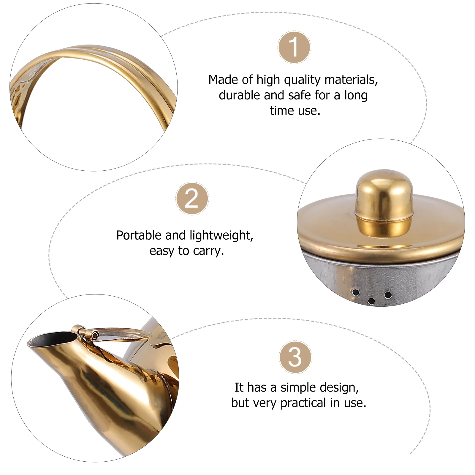 Golden Stainless Steel Teapot Safe Portable Practical Gift For Lover Teakettle Home Teapots Water Kettles Kitchen Dining