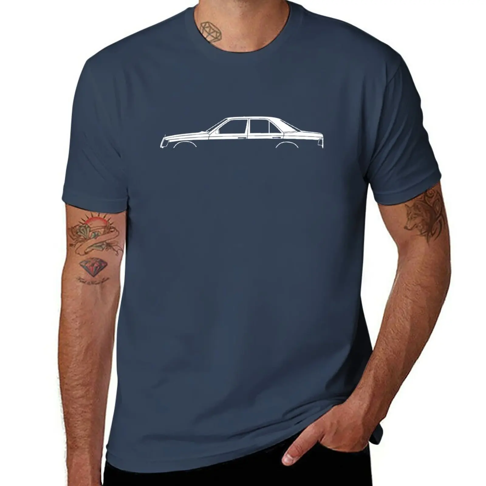 

Car silhouette - W124 E-Class sedan T-Shirt oversized t shirt aesthetic clothes mens cotton t shirts