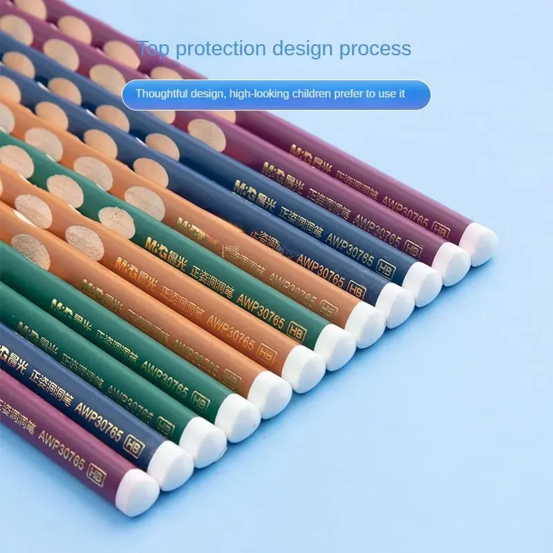 Writing Stationery Eraser Pencil M&G Hole Students' Special Large Triangle Pole Posture 12 Pcs/box