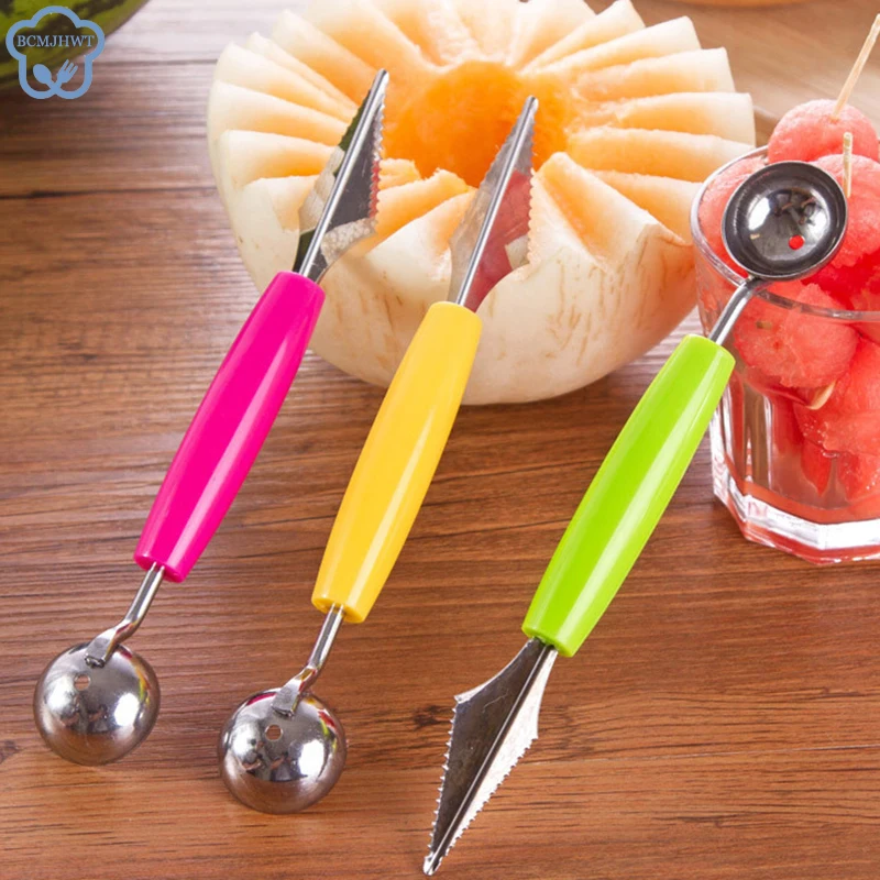 Ice Cream Scoop 2 in1 Stainless Steel Double-end Melon Baller Scoop Fruit Spoon Ice Cream Sorbet Bakeware Cooking Vegetable Tool Kitchen Gadgets