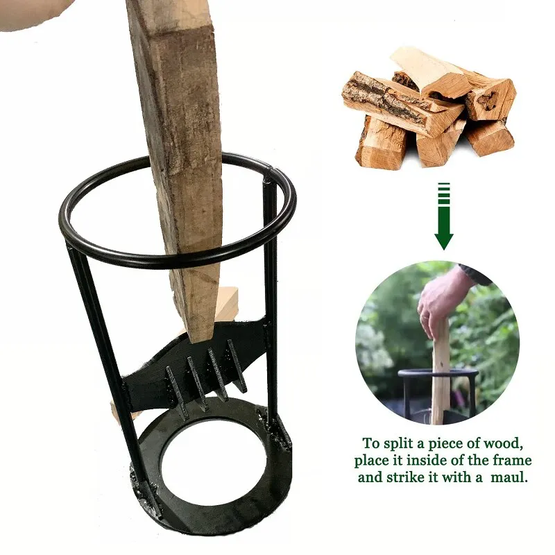 Manual Firewood Distributor,Firewood Distributor Wedge Hatchet ,Handmade Cast Iron Kindling Firewood Splitter,Outdoor Tool 2