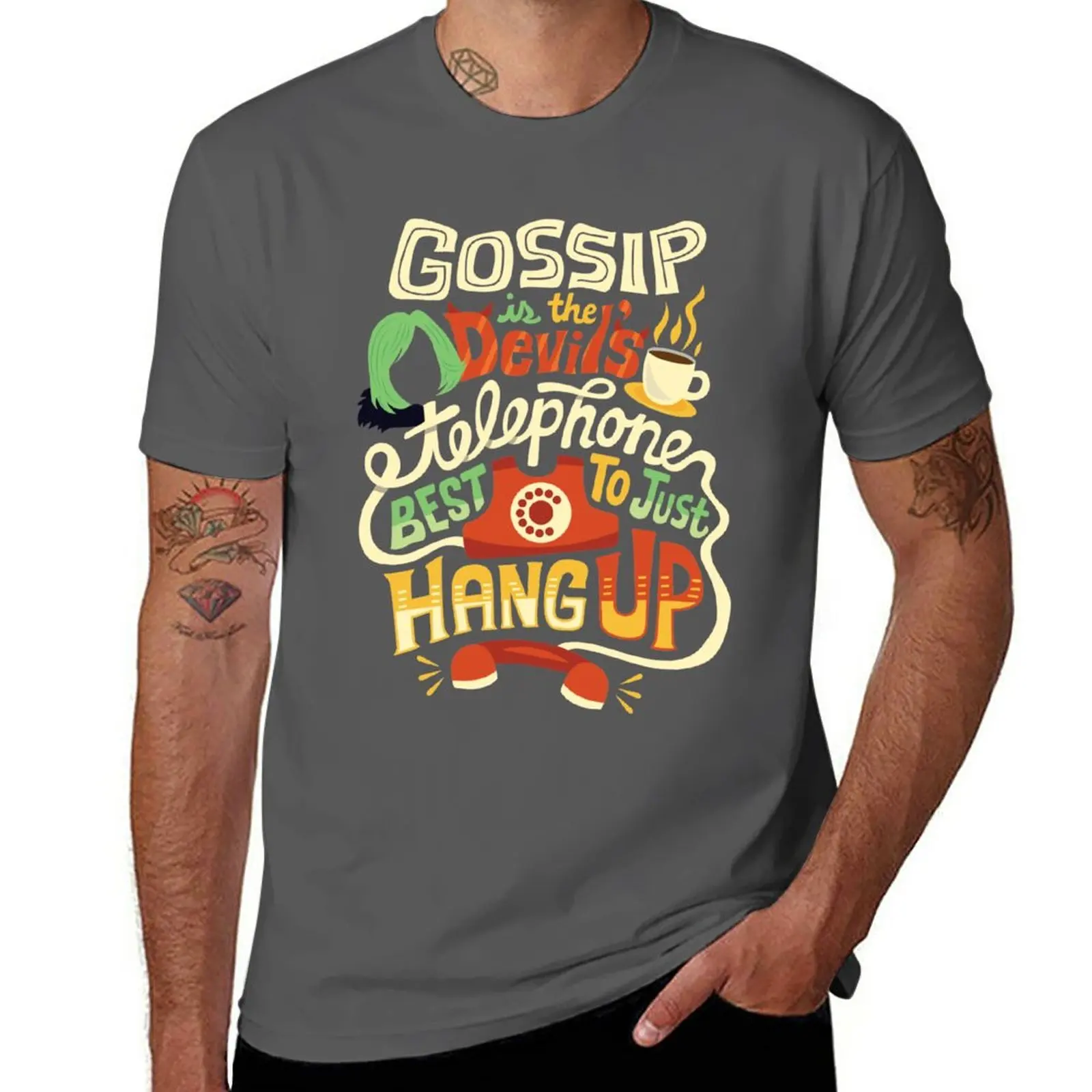 

New Gossip is the devil's telephone T-Shirt boys white t shirts funny t shirts Blouse Men's t shirts