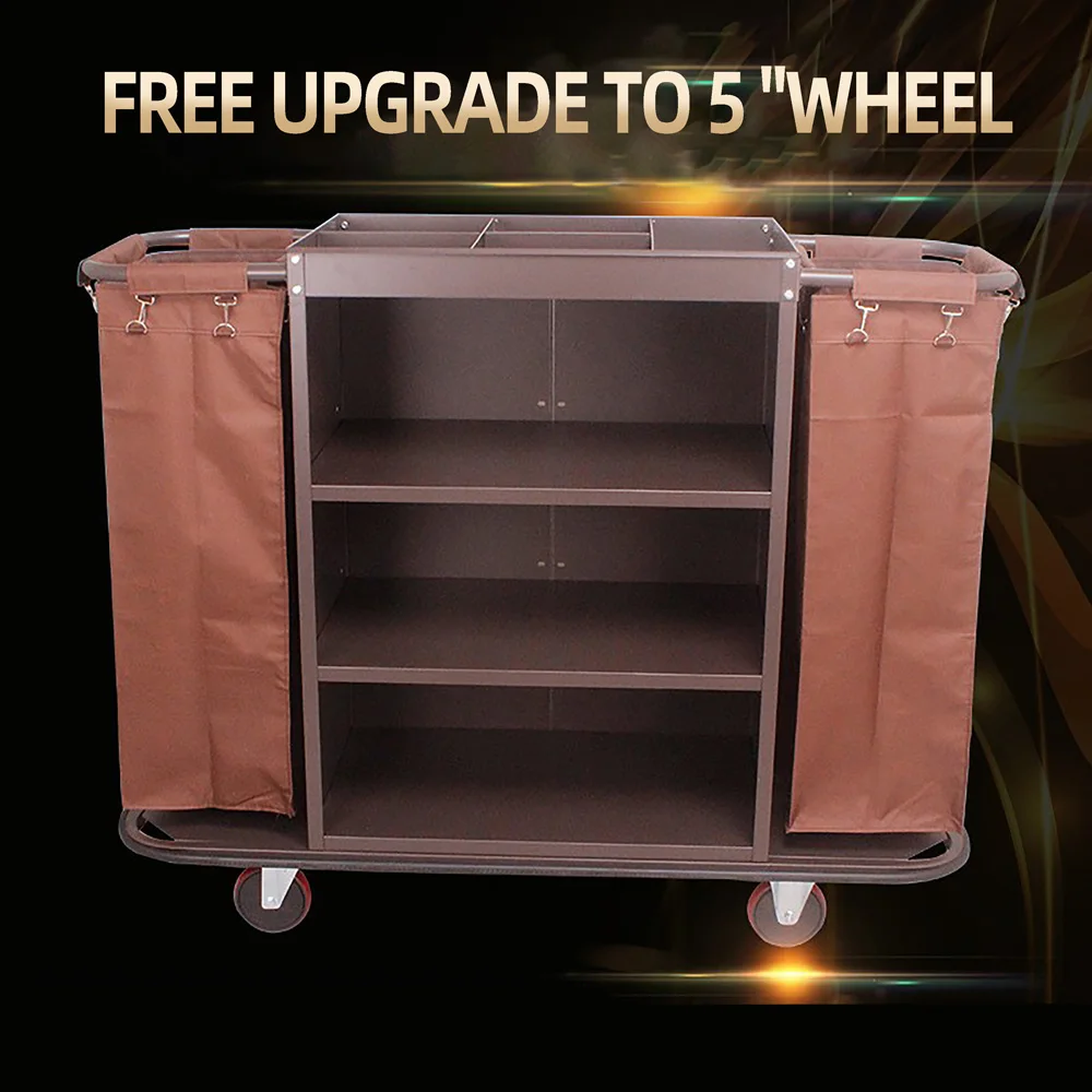 Hotel Trolley Stainless Steel Trolley Housekeeping Cart Hotel Room Service Car Multifunctional With Bag Spread
