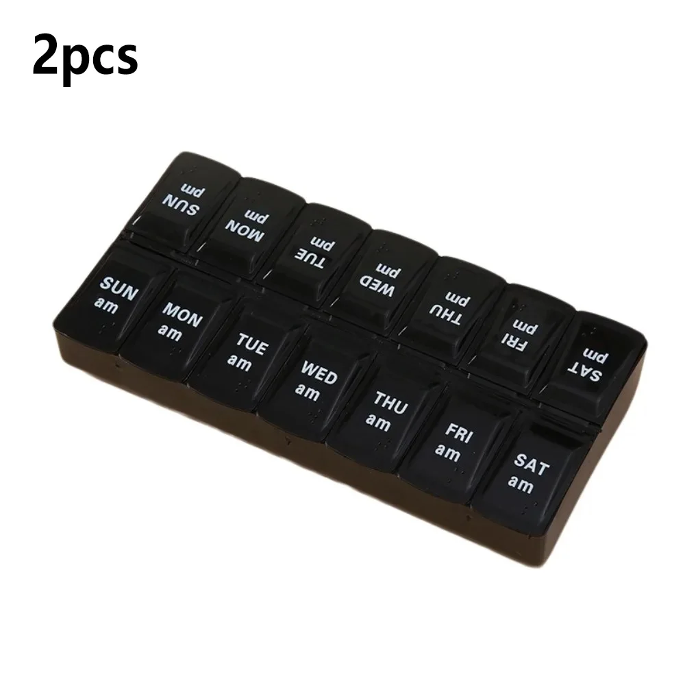 Weekly Pill Organizer with Easy-Open Compartments - BPA-Free 7-Day, 2-Times-A-Day Vitamin and Medication Storage