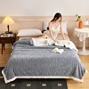 2024New Jacquard AB Edition Tafu Fleece Lamb Fleece Multi functional Blanket Double layer Thickened Office Napping Blanket Cover 1