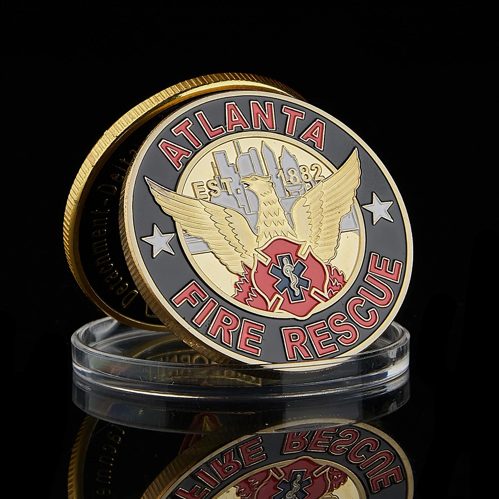 

1882 Est USA Atlanta Fire Rescue Patron Saint Of Firefighters Coin Medal Collectible