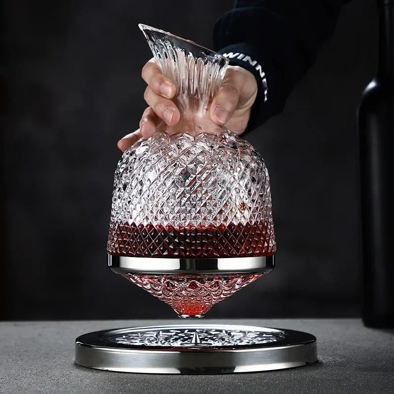 

Rotating Jug Dispenser Bar Crystal Decoration Mirror Decanter Glass Tumbler Bottle Wine 360 Gift 1500ml Aerator
