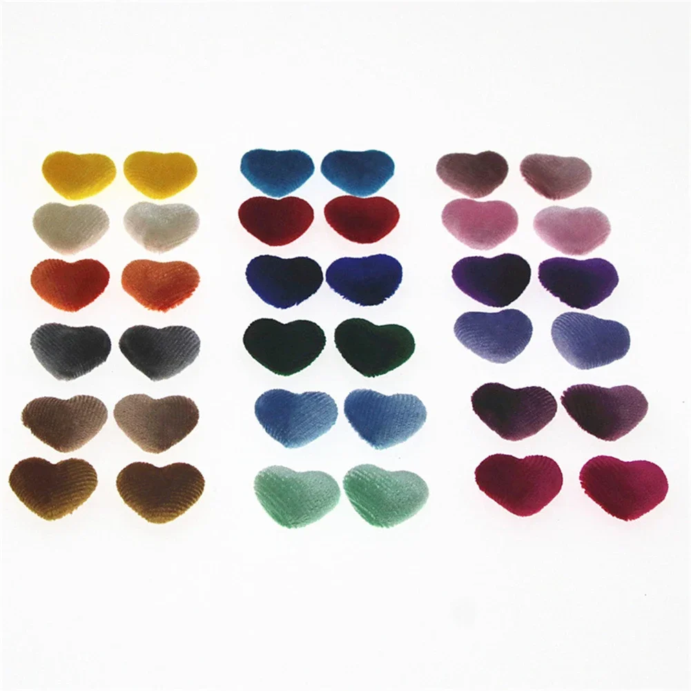 50Pcs Furry Fabric Heart Crafts Heart Earrings And Hair Accessories Costume Hair Clips Handicrafts DIY Accessories