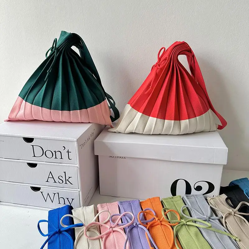 Korean Sle Knitted Accordion Foldable Large Capaci op Bag oulder Bag Retro Faion Single oulder Bag Casual Lei...