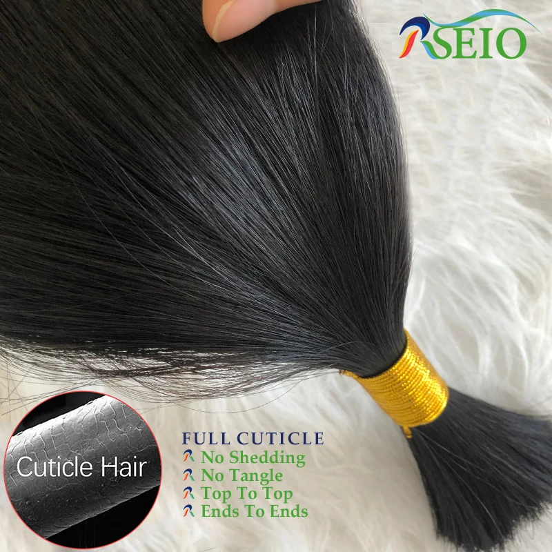 RSEIO Virgin Bulk Hair Extensions Natural Real Human Hair 16-24inch Black Brown Blonde 613 Color for salon Straight