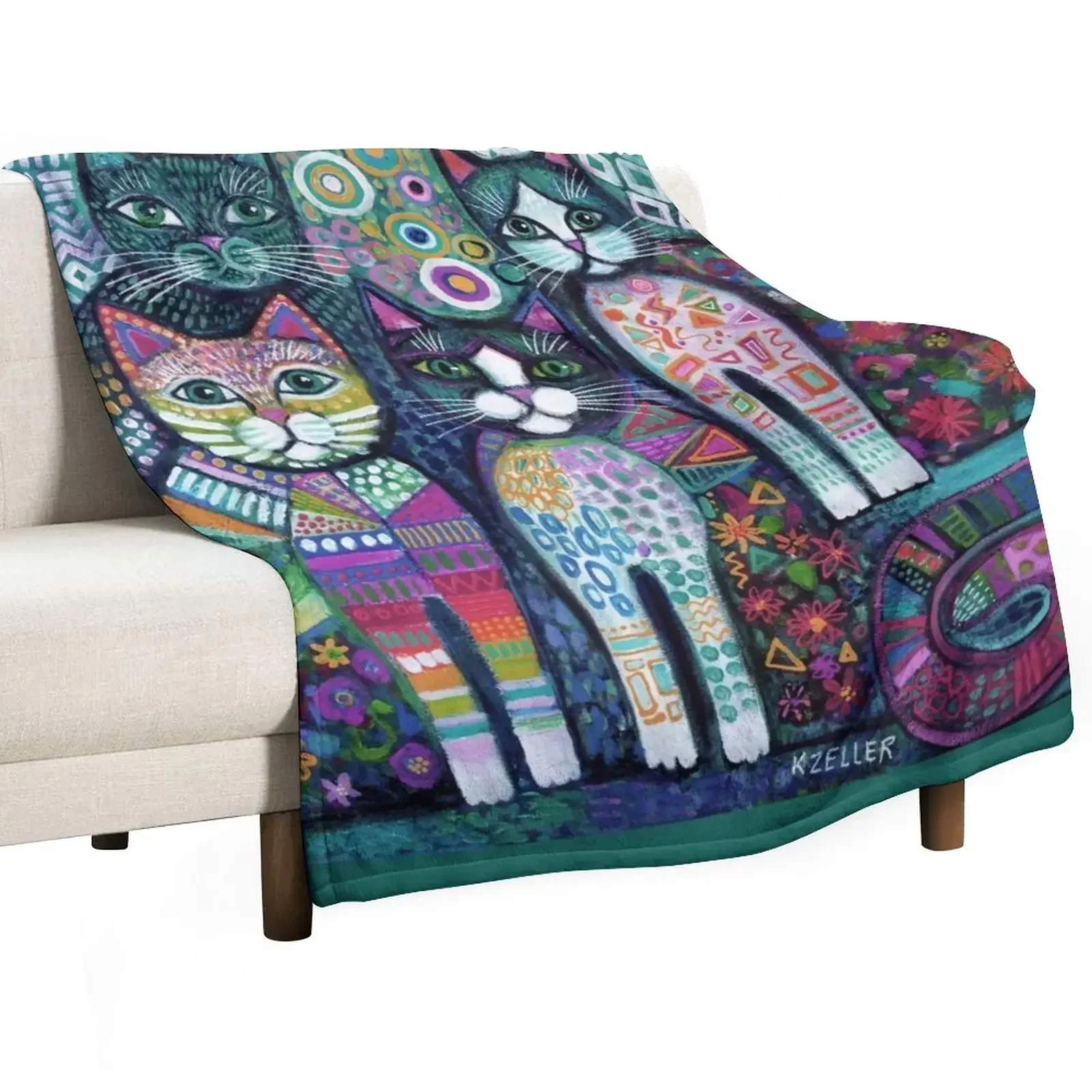 

Quirky Cats Throw Blanket sofa bed anime Blankets