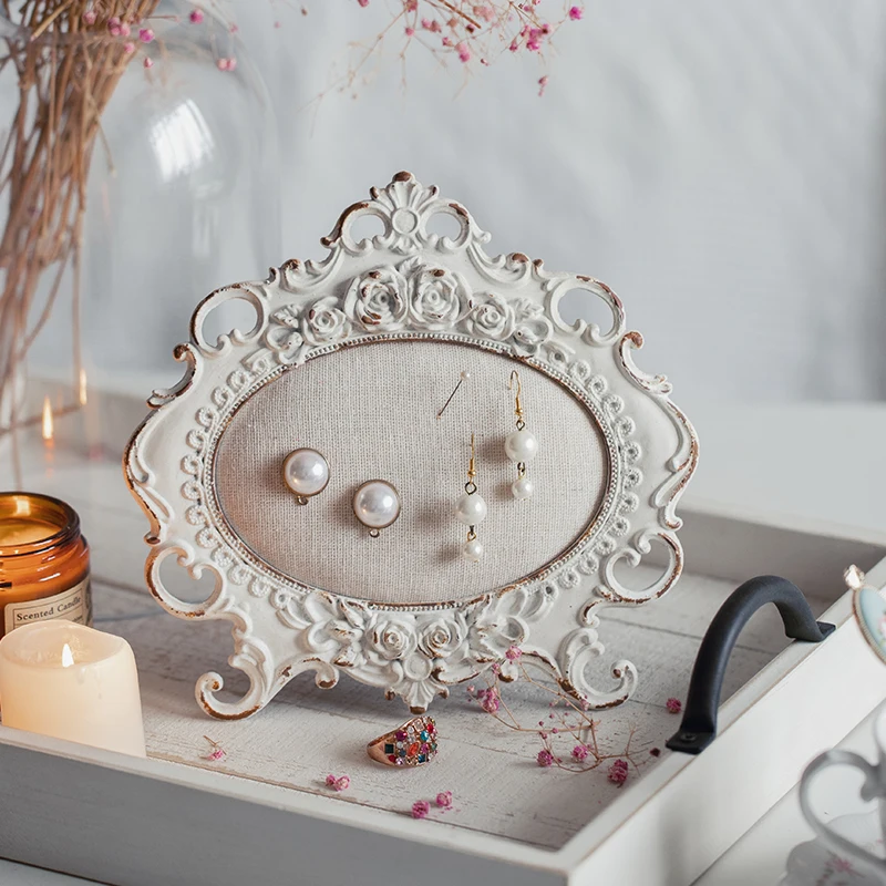 

French Rose Garland Necklace Jewelry Shelf Display Stand Decor Home Desktop Ornament Accessories Birthday Christmas Wedding Gift
