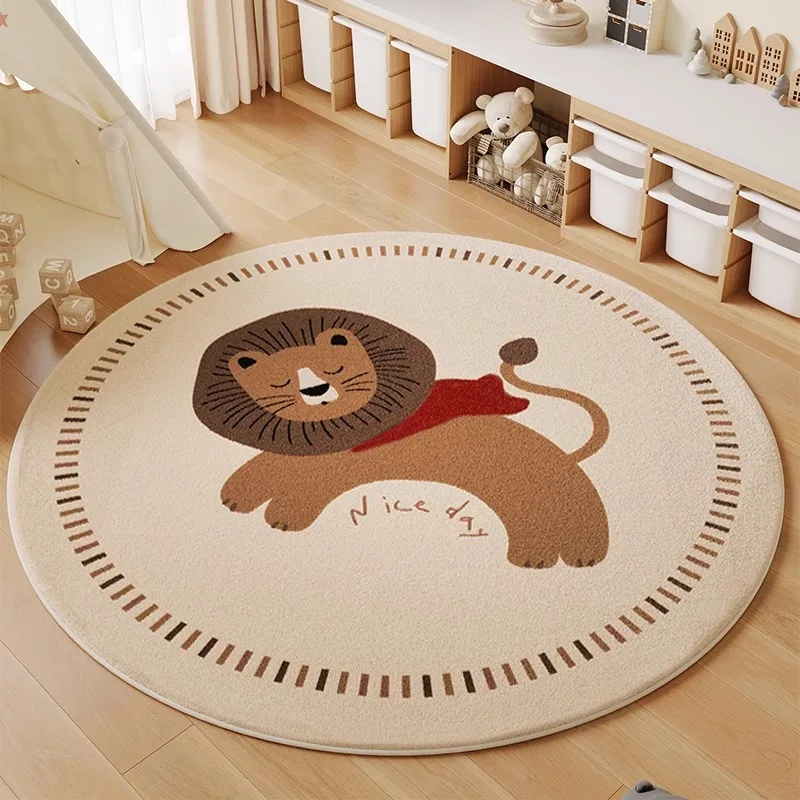Round Living Room Carpet Cartoon Cute Animal Print Bedroom Plush Rug Large Area Home Decor Sofa Coffee Table Floor Mats Ковер 러그