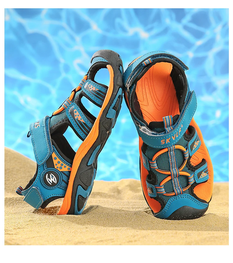 Children Summer Breathable Non-slip Sandals Boys Girls Beach Shoes Soft Flat Closed Toe Safty Shoe Outdoor Casual Sports Sandals bata children's sandals