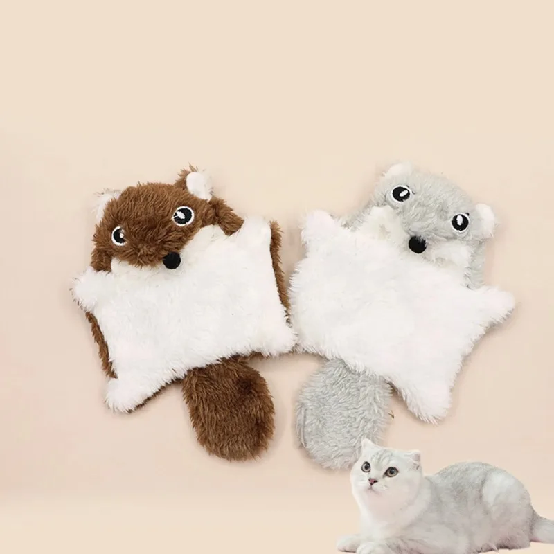 Crinkle Sound Flying Squirrel Cat Toy Plush & Rustling Paper Design for Interactive Play & Anxiety Relief Used for Pets Playing
