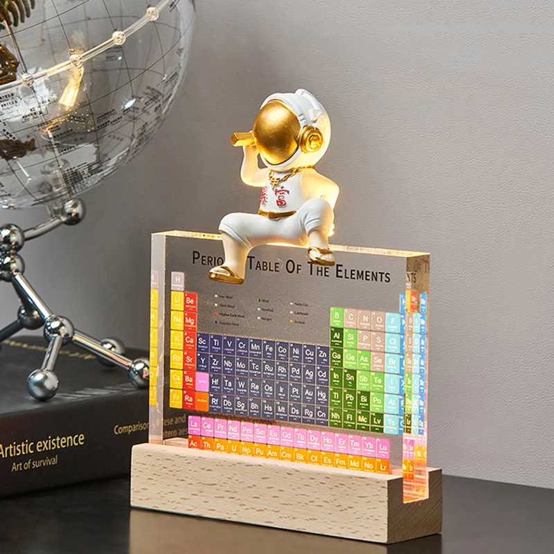 

Acrylic Periodic Table with Wooden Light Base Christmas Letters Decoration Teaching Display Chemical Elements Home Decor