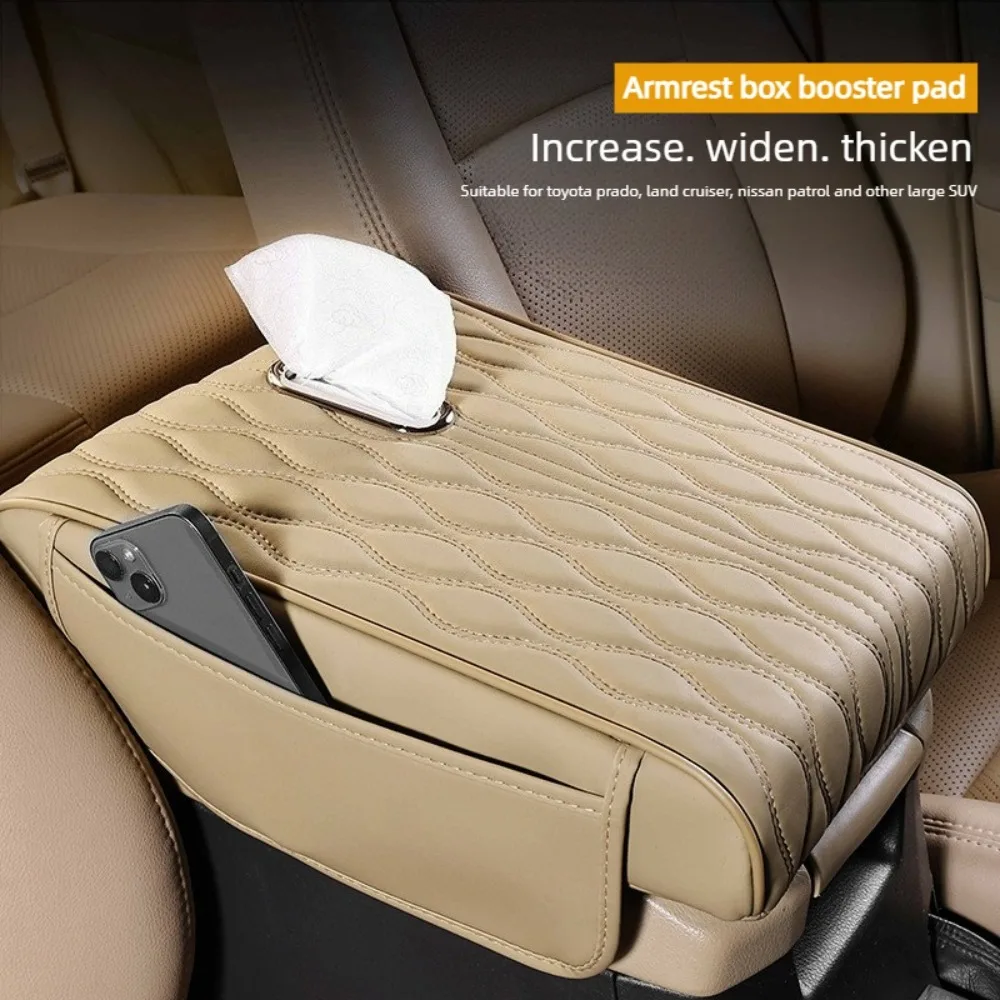 Deluxe Car Armrest Cover with Dual Side Pockets and Built-in Tissue Holder