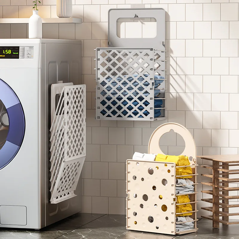 Folding-Laundry-Basket-Dirty-Clothes-Storage-Basket-Wall-mounted ...