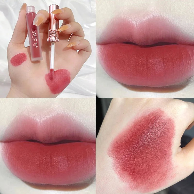 CACE Cute Bear Lip Mud Set — Velvet Lip Tint, Long-Lasting Lip Mud, Adorable and Affordable Lipstick Collection for Students 5