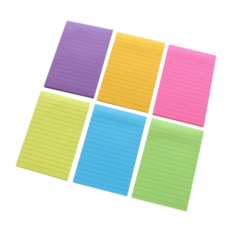 

J6PA 6 Pieces Self-ashesive Note Pad Lined Memo Pad Colorful Sticky Notes