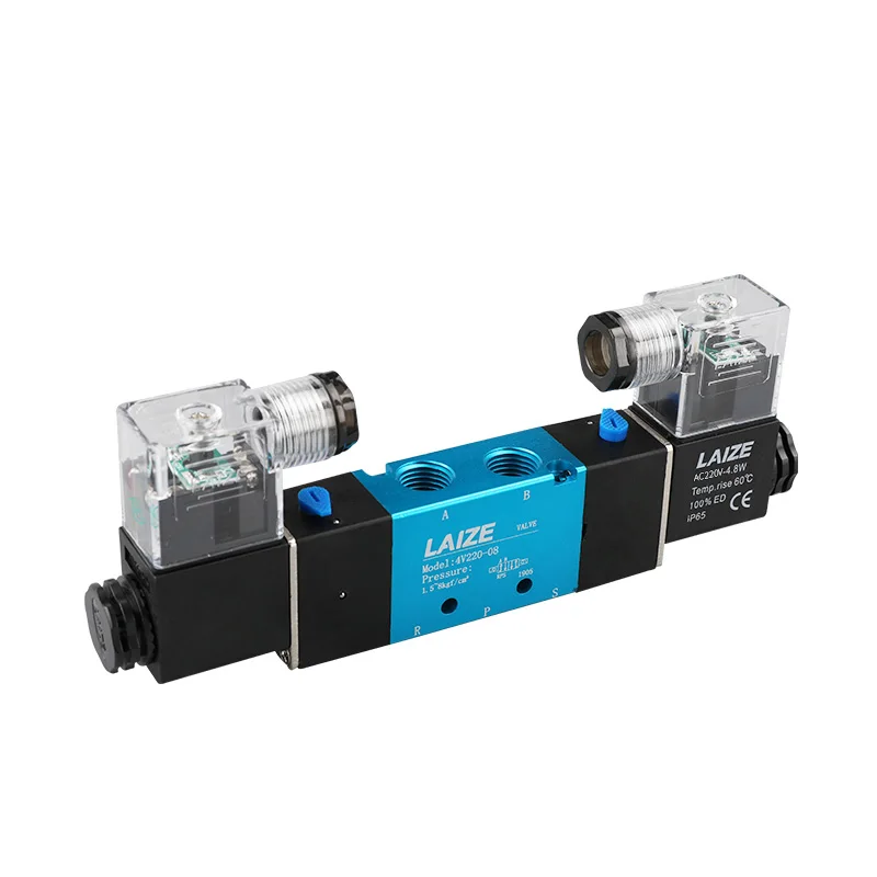 4V320-10 5/2 Way 5 Way 2 Position Pneumatic Directional Control Air Solenoid Valve 12VDC 24VDC 24vac 110vac 220vac