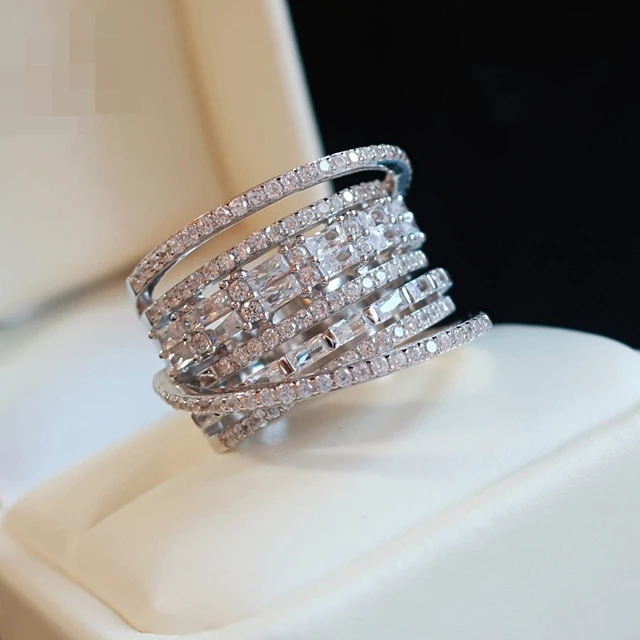 خاتم زفاف بلينغ زركونيا مكعب للنساء ،