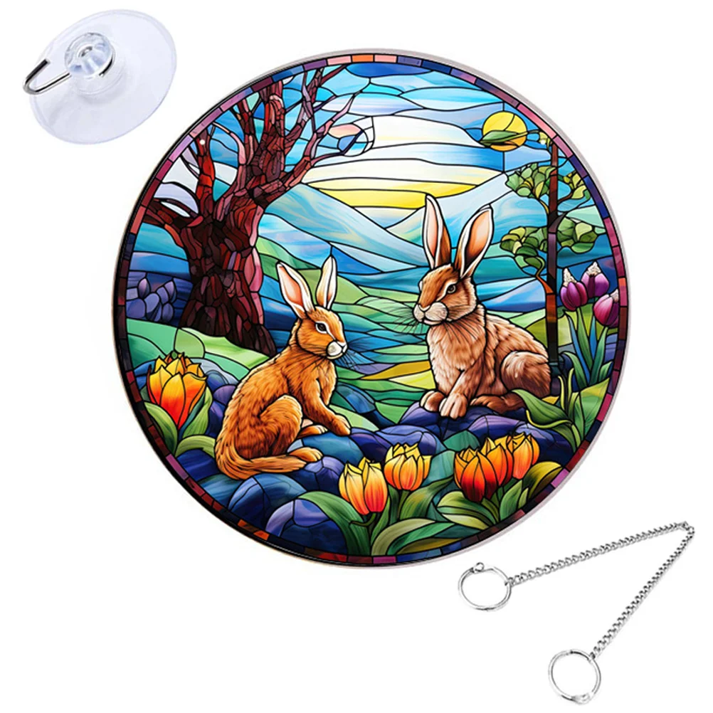 

Rabbit Pendant Easter Window Decor Home Door Decorations for Stained Hanging Ornament Craft Festival Acrylic Themed