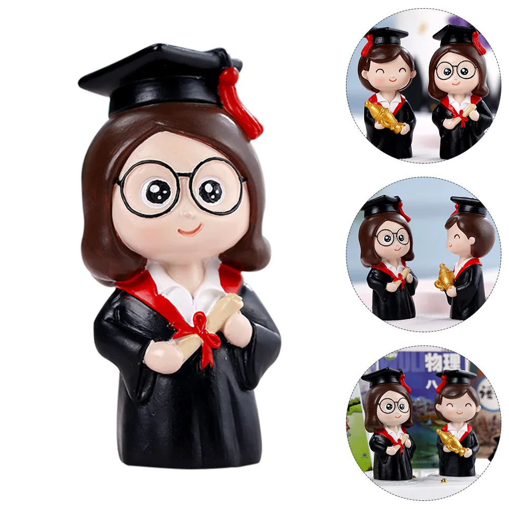 

Mini Figurine Baking Cake Decoration Graduation Ornament Girl Cartoon Topper Student Graduation Party Decorations for Boy/Girls