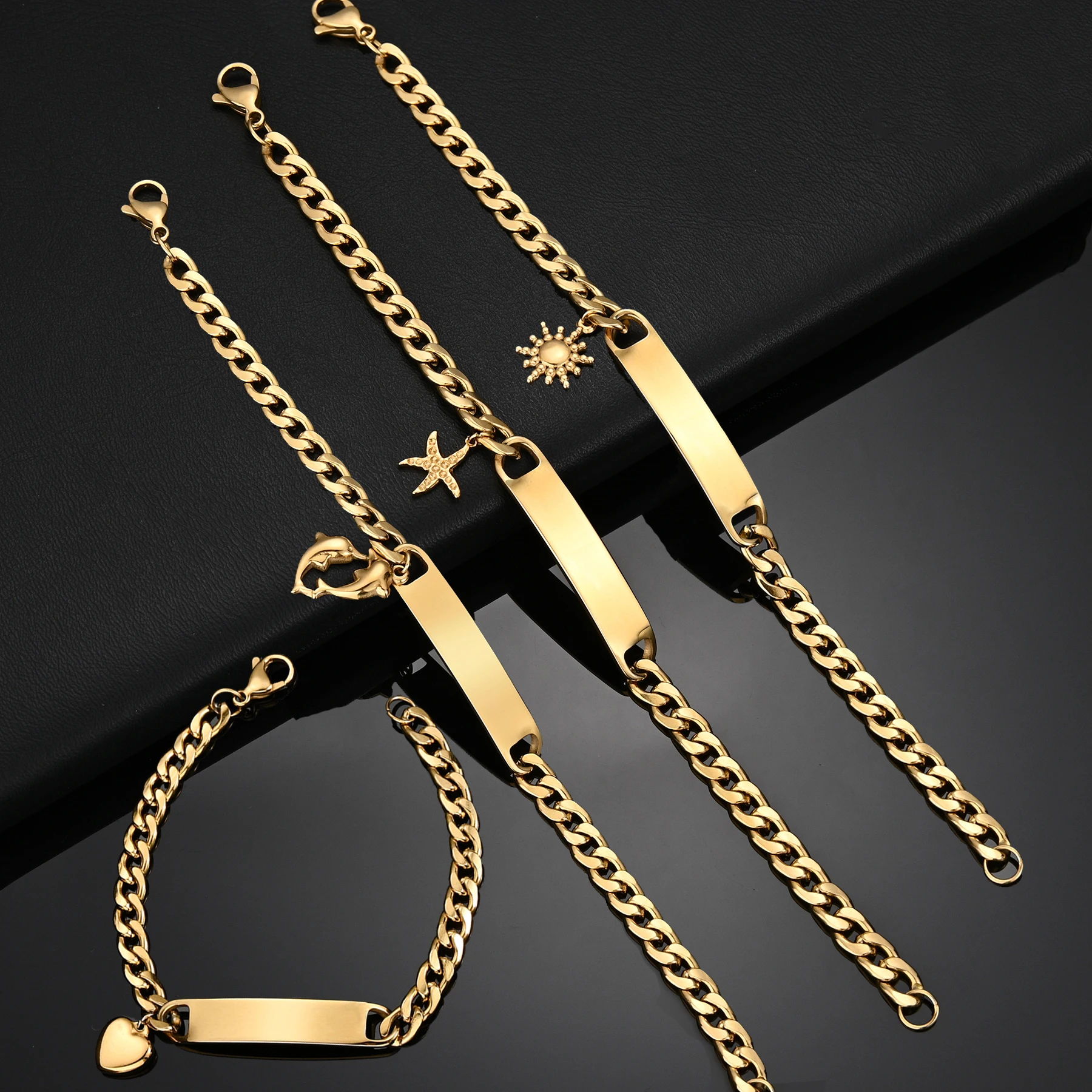 Customized Multiple Shape Engrave Name Bracelet for Women Stainless Steel Personalized Thick Chain Bangle Halloween Jewelry Gift Sbbd6a909c8f54063b48bea9471371772Q